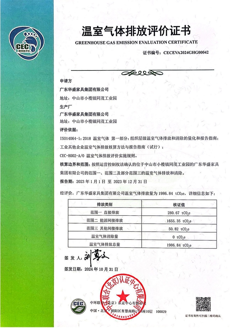 广东华盛家具集团有限公司-CECEVA2024GHG00042